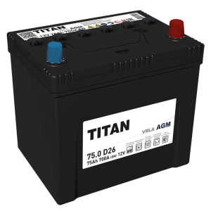 Аккумулятор TITAN AGM 6ст-75 оп VRLA D26