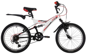 Велосипед Novatrack 20" Dart 6ск двухподвес, белый 