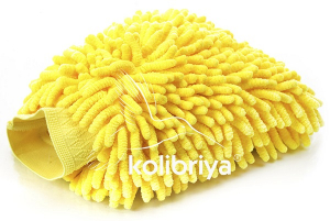 Рукавица для ухода за а/м Kolibriya Splend-7 с волокном из микрофибры, желтая