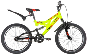 Велосипед Novatrack 20" Shark 1 ск. сталь, двухподвес Falcon, зелёный