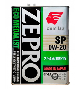 Моторное масло ZEPRO GASOLINE F-S SN для бензин. и гибрид. двигателей 0W20 4 л
