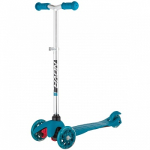 Самокат-кикборд Novatrack Disco-kids Start детский, 120*24 задн. 76*24 мм, черно-бирюзовый