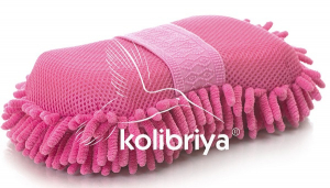 Губка для ухода за а/м Kolibriya Splend-3 с волокном из микрофибры, бордовая