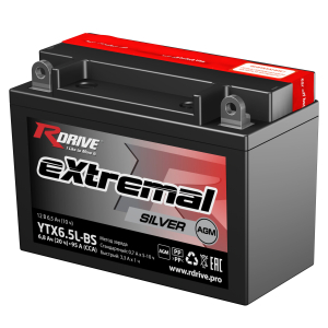Аккумулятор RDrive МОТО 6Ah Extremal Silver YTX6.5L-BS