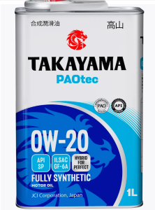 Моторное масло TAKAYAMA PAOtec SAE 0w20 GF-6A, SP 1 л металл
