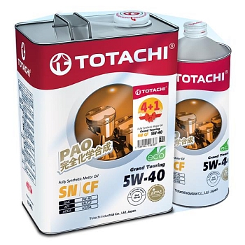 Моторное масло TOTACHI Grand Touring Synthetic SN 5w40 4л акция (4+1=5л)