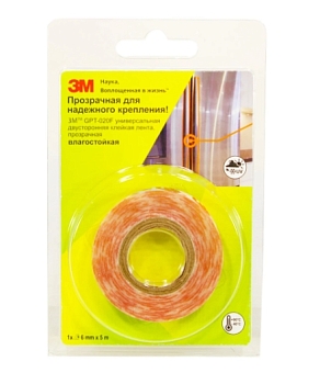 Скотч двусторонний 3M 6мм-5м (прозрачный)